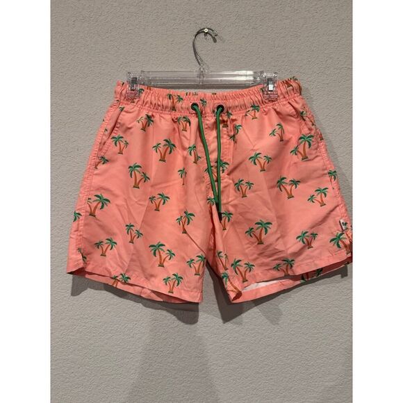 Bondi Beamers Men's Size Medium Palm Tree Swim Trunks Pink Green - Picture 1 of 5